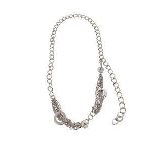 Silver Multi-Layered Chain Belt With Circular Accents Y2K Style Adjustable Lengt